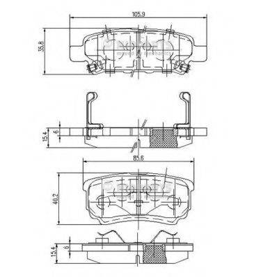 Комплект гальмівних колодок, дискове гальмо NIPPARTS N3615015