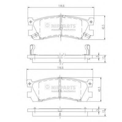 Комплект гальмівних колодок, дискове гальмо NIPPARTS J3613005