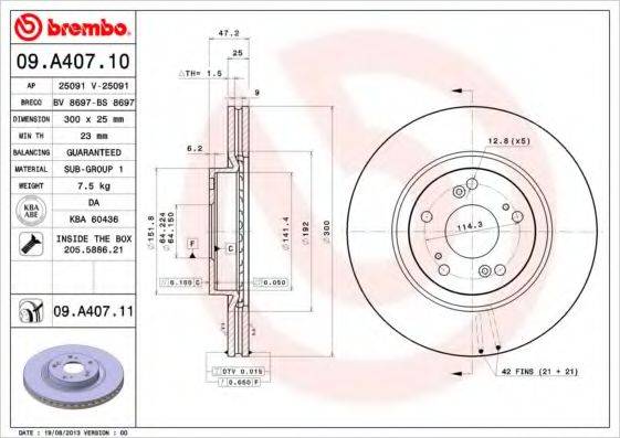 гальмівний диск BREMBO 09.A407.10